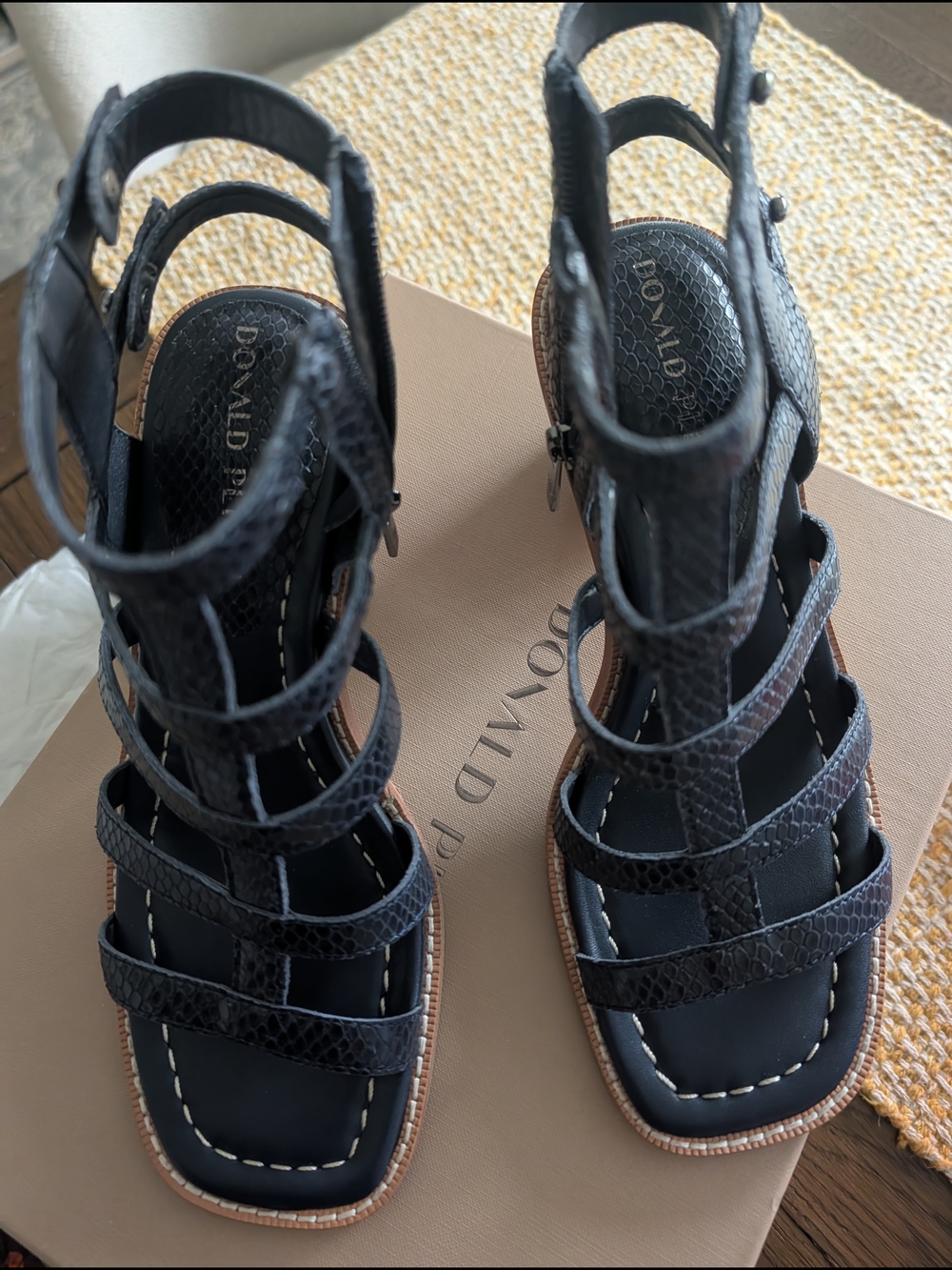 Donald J. Pliner Dark Brown Textured Strappy Gladiator Heels